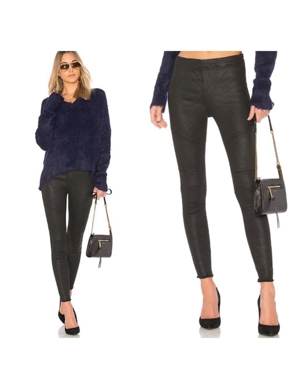 Dl1961 Haven High Rise Coated Legging in Asphalt